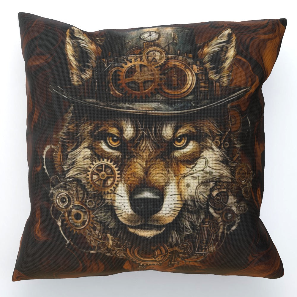 Steampunk Wolf - Cushion, Double-Sided