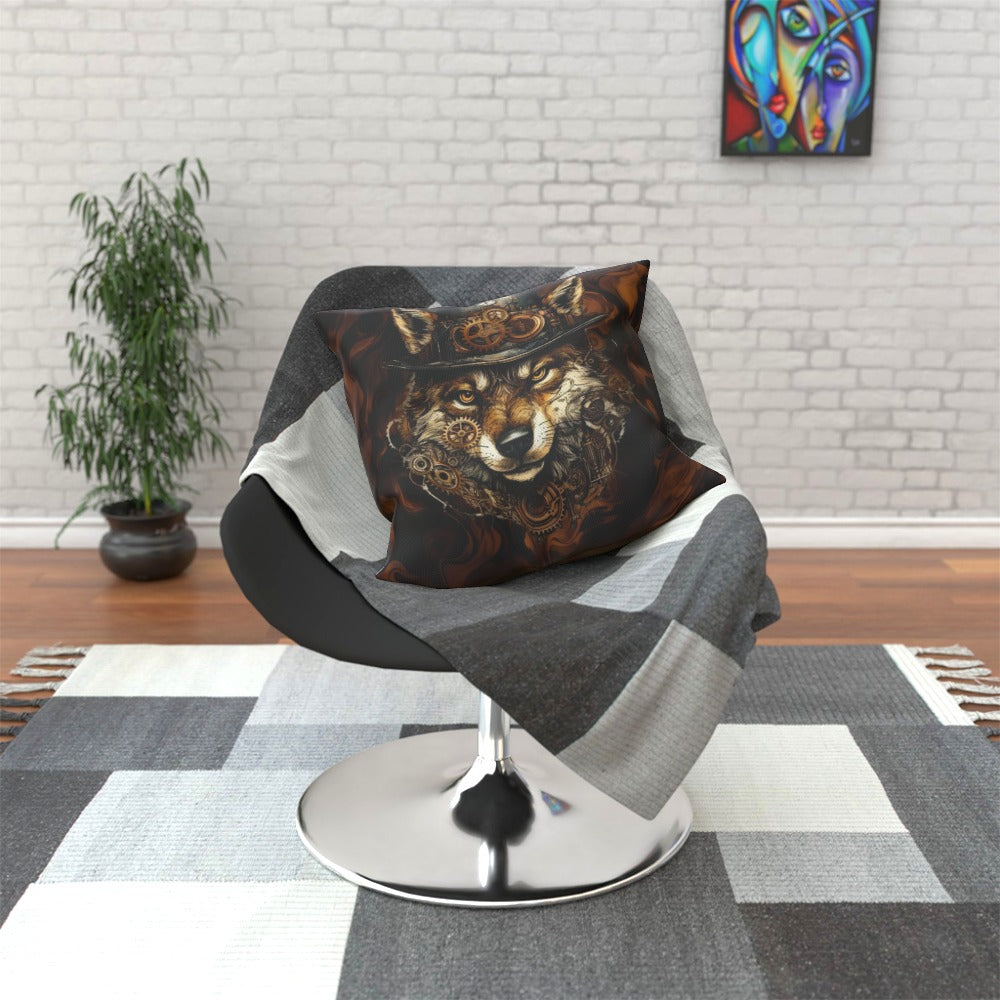 Steampunk Wolf - Cushion, Double-Sided