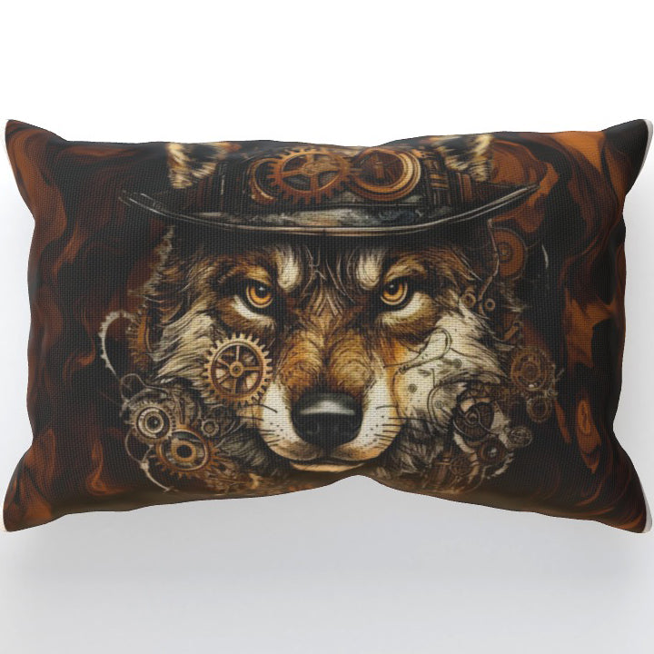 Steampunk Wolf - Cushion, Double-Sided