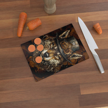 Steampunk Wolf, Glass Chopping Board