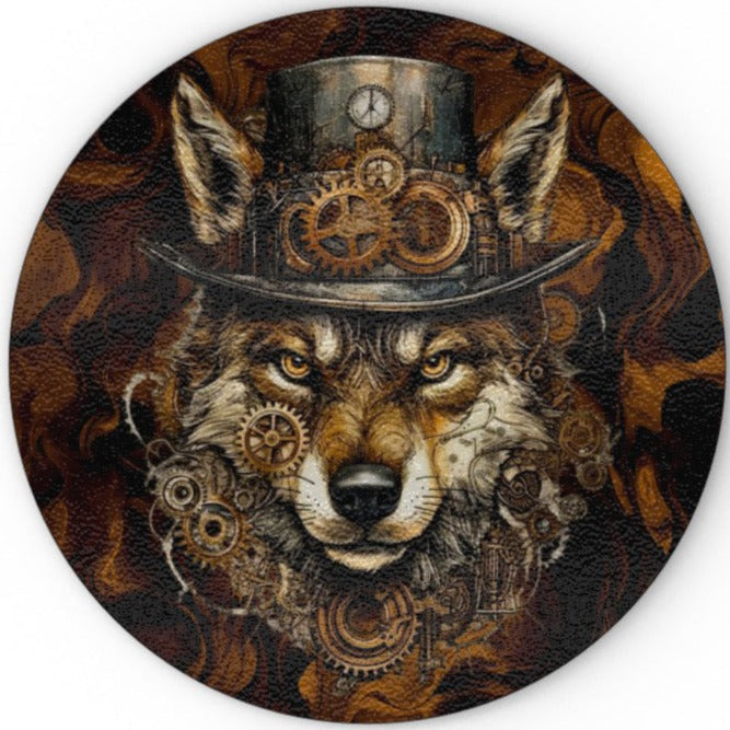 Steampunk Wolf, Glass Chopping Board