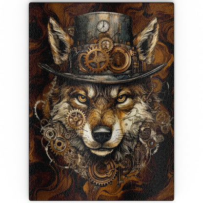 Steampunk Wolf, Glass Chopping Board