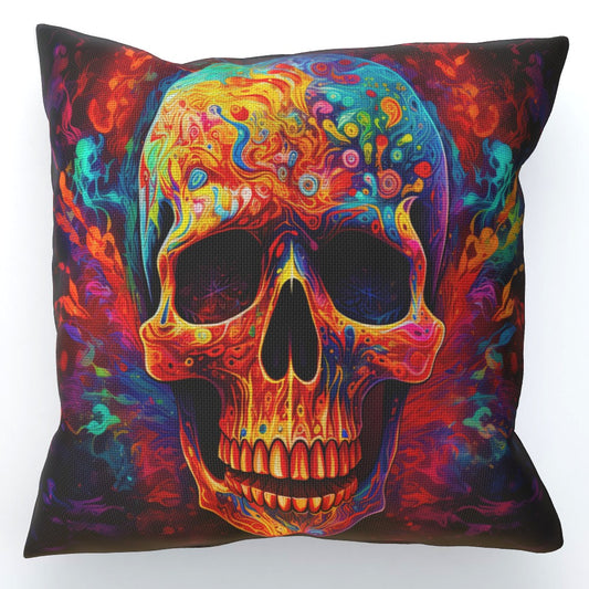 Psychedelic Trippy Skull - Cushion, Double-Sided