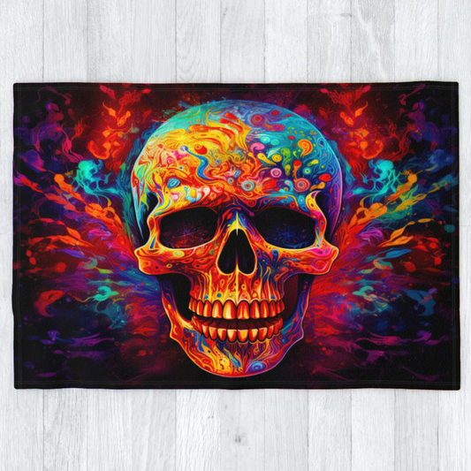 Psychedelic Trippy Skull - Polar Fleece Blanket