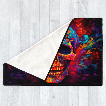 Psychedelic Trippy Skull - Polar Fleece Blanket