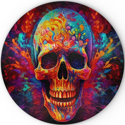 Psychedelic Trippy Skull, Glass Chopping Board