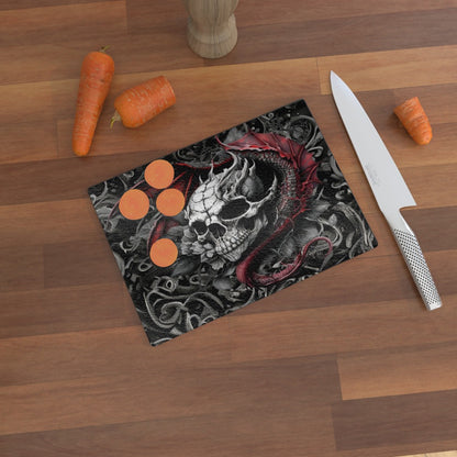 Skull With Dragon Spirit, Glass Chopping Board