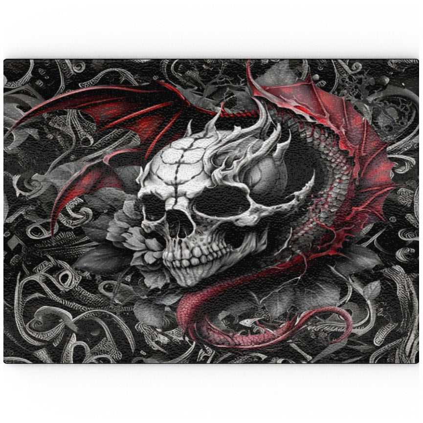 Skull With Dragon Spirit, Glass Chopping Board