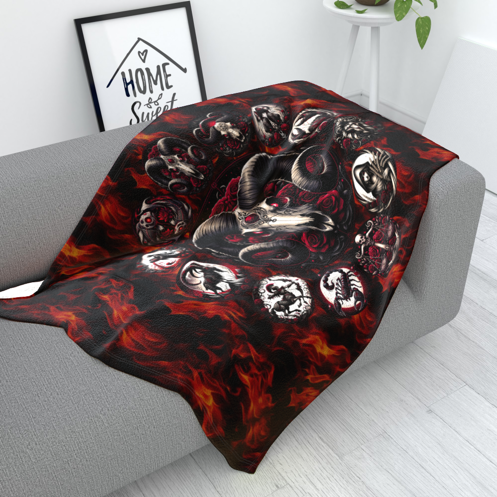 Aries Hell's Zodiac - Polar Fleece Blanket