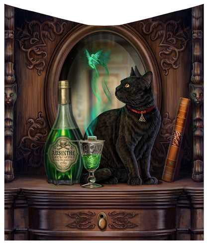 Green Fairy with Black Cat Blanket